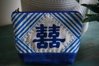 Image 4 of Hand-printed Double Happiness Fabric Mini Wallet Card and Coin Purse