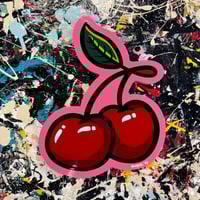 Pink Cherries- Wood cutout