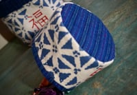 Image 5 of Hand-printed Good Fortune Fabric Small Round Storage Basket Misc Organizer