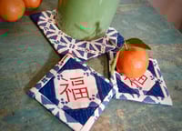 Image 5 of Hand-printed Good Fortune Fabric Pot Holder Handmade Cotton Pot Holder