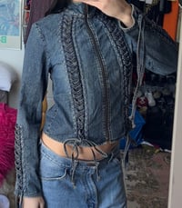 Image 5 of lace up denim jacket