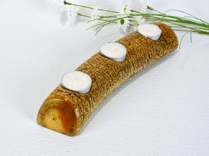 Image of Spruce Wood with natural markings tea light Candle Holder