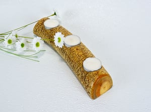 Image of Spruce Wood with natural markings tea light Candle Holder