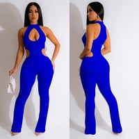 Image 4 of Women's Solid Color Sexy Halter Hollow-out Jumpsuit