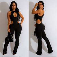 Image 5 of Women's Solid Color Sexy Halter Hollow-out Jumpsuit