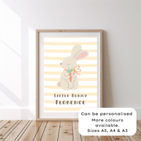 Image 1 of Little Bunny Striped Personalised Print