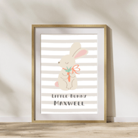 Image 2 of Little Bunny Striped Personalised Print