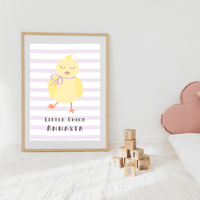 Image 3 of Little Chick Striped Personalised Print