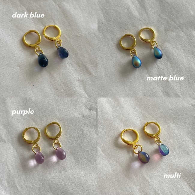 raindrop gold huggie hoop earrings