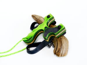 Image of Handmade Wooden Slingshot, Green Hornet Spectraply, The Mance, Wood Catapult, Right hand pull