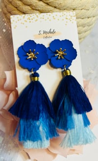 Image 2 of Flower Tiered Tassel Earrings