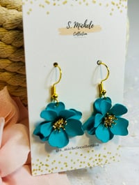 Image 2 of Turquoise Flower Earrings 