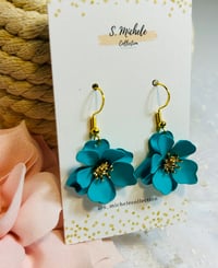 Image 3 of Turquoise Flower Earrings 