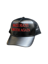 MAKE HAITI SMOOTH AGAIN SNAPBACK- BLACK LEATHER & RED