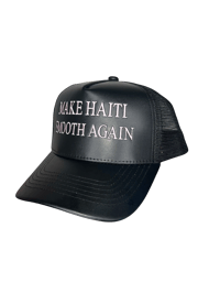 MAKE HAITI SMOOTH AGAIN SNAPBACK - BLACK LEATHER & PINK