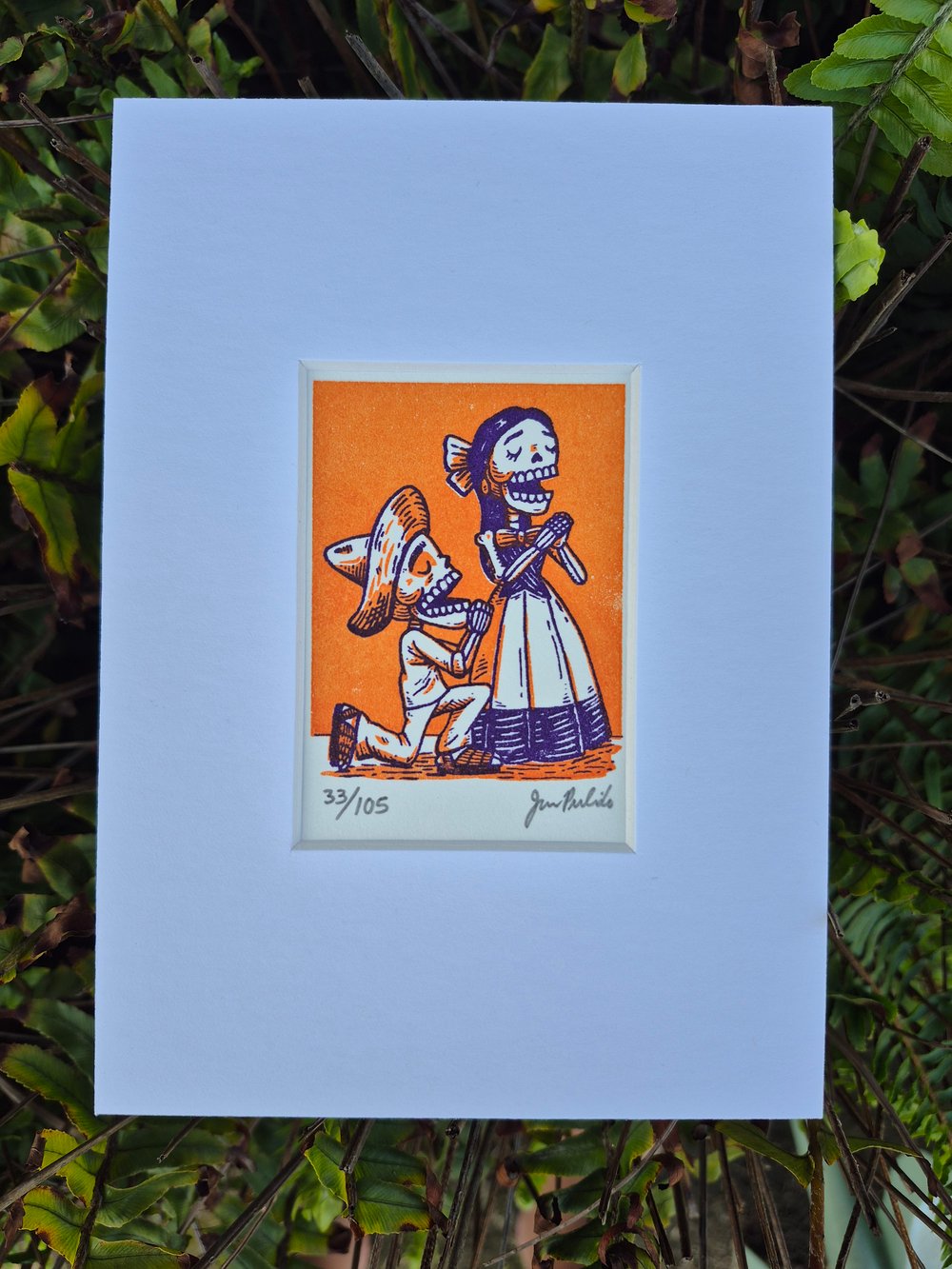 Enamorados Limited Edition Gocco Screenprint ACEO