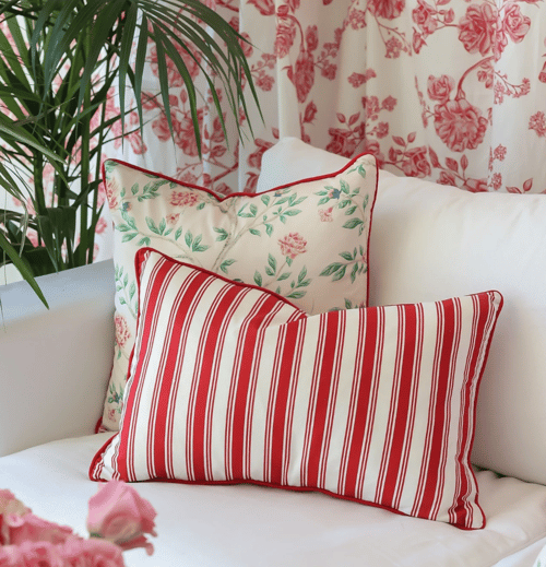 Image of Red Stripe Cushion 