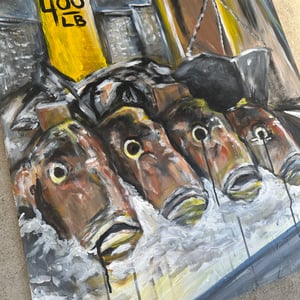 $4 A POUND / SLEEPING WITH THE FISHES - ORIGINAL PAINTING 24x24"