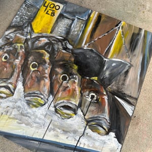 $4 A POUND / SLEEPING WITH THE FISHES - ORIGINAL PAINTING 24x24"