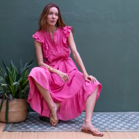 Image 2 of The Joan Cheese Cloth dress - Funky Pink 