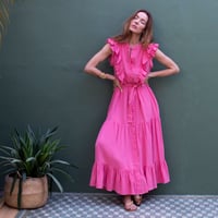 Image 1 of The Joan Cheese Cloth dress - Funky Pink 