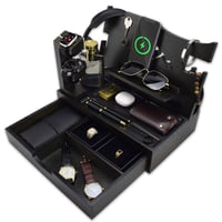 KWYADLUO Nightstand Organizer for Men with Large Drawer, Gifts for Men, Phone Docking Station