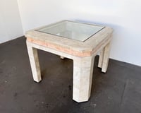 Image 2 of Tessellated Travertine + Glass End Table by Mission Furniture