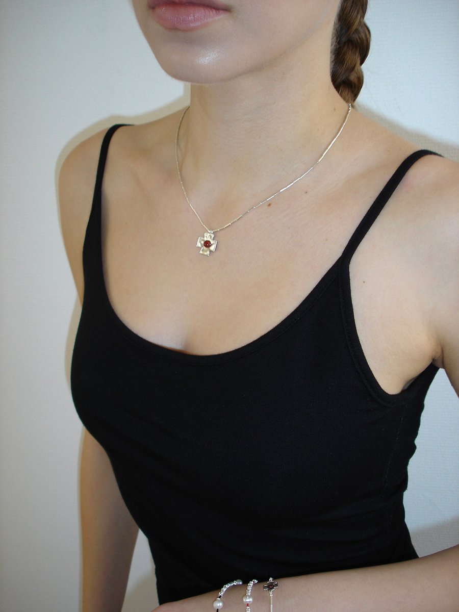 【LOWOOL】Red Cross Silver Necklace〜ネックレス★韓国発 IMPLY — LOWOOL - Red Cross Silver Necklace