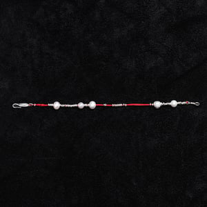 Image of LOWOOL - Red Thread Silver Pearl Bracelet