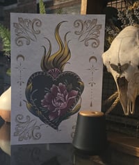 Image 2 of Floral Sacred Heart Tattoo Print