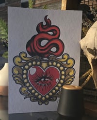 Image 2 of A4 Sacred Heart Tattoo Print