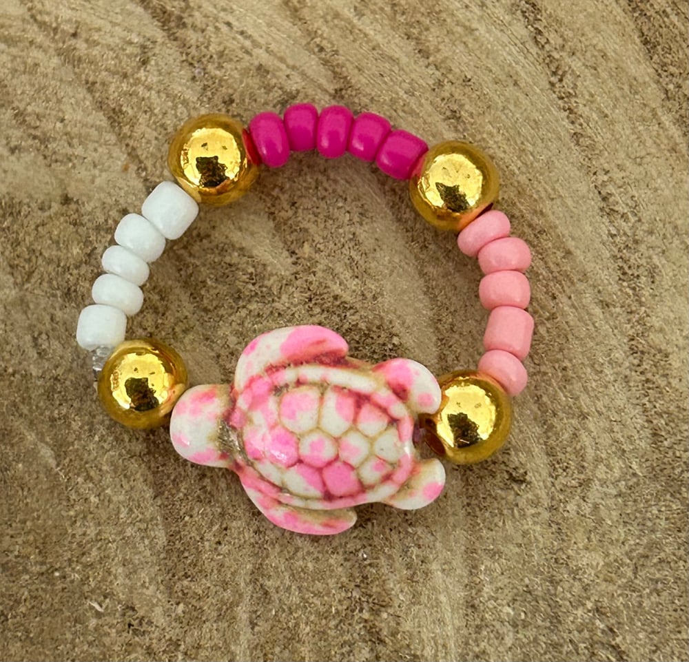 Image of Pink turtle ring 