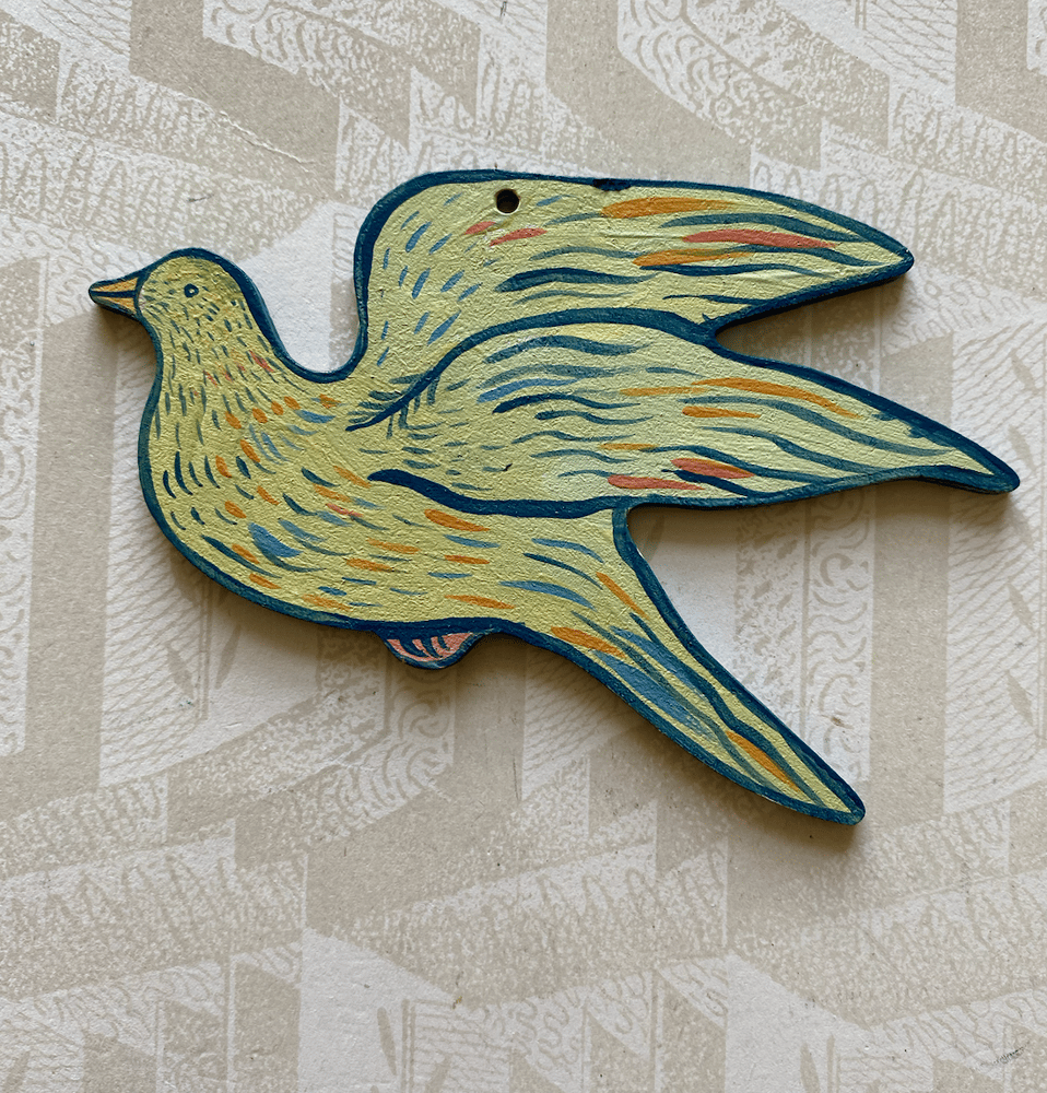 Image of Miniature painted bird cutout (A)