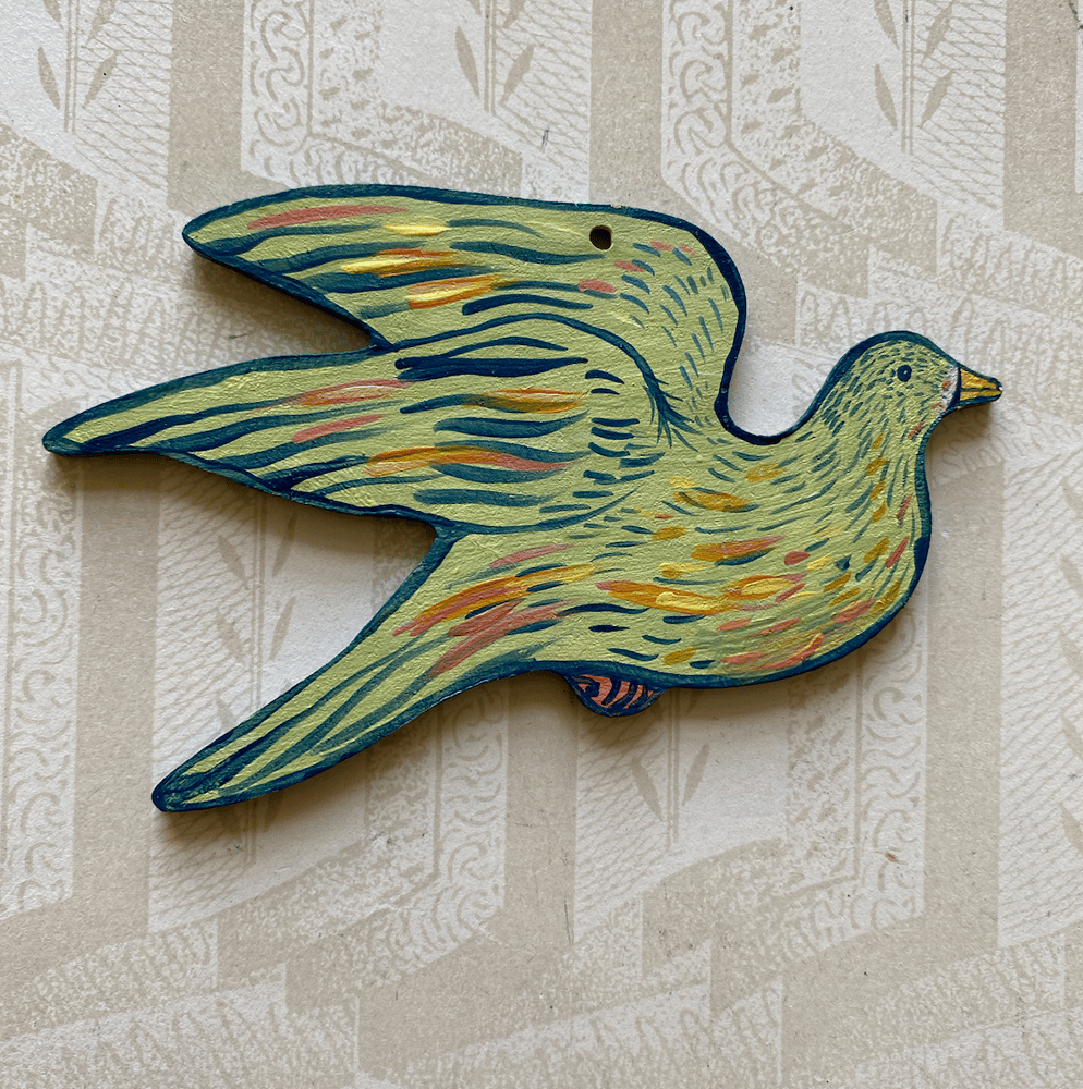 Image of Miniature painted bird cutout (A)