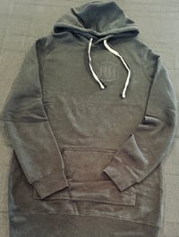 Image 2 of WOMEN'S TUNIC HOODIE- Heather Gray / Black