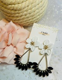 Image 1 of White Flower Drop Earrings