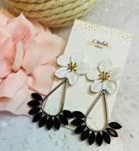 Image 2 of White Flower Drop Earrings