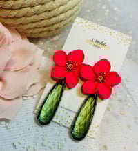 Image 5 of Hot Pink Flower Drop Earrings
