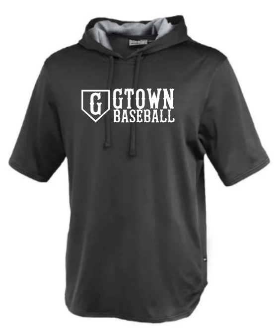 Image of Performance Short Sleeve Black Hoodie 