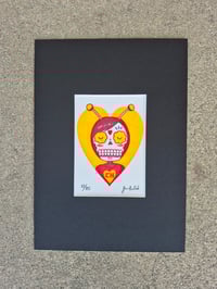 Image 3 of Chapulin Calavera Limited Edition Gocco Screenprint ACEO