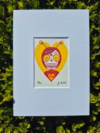 Image 4 of Chapulin Calavera Limited Edition Gocco Screenprint ACEO