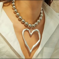 Image 1 of Silver Heart Necklace & Earrings Set