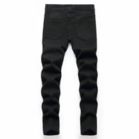 Image 5 of Men's Black Elastic Straight Jeans