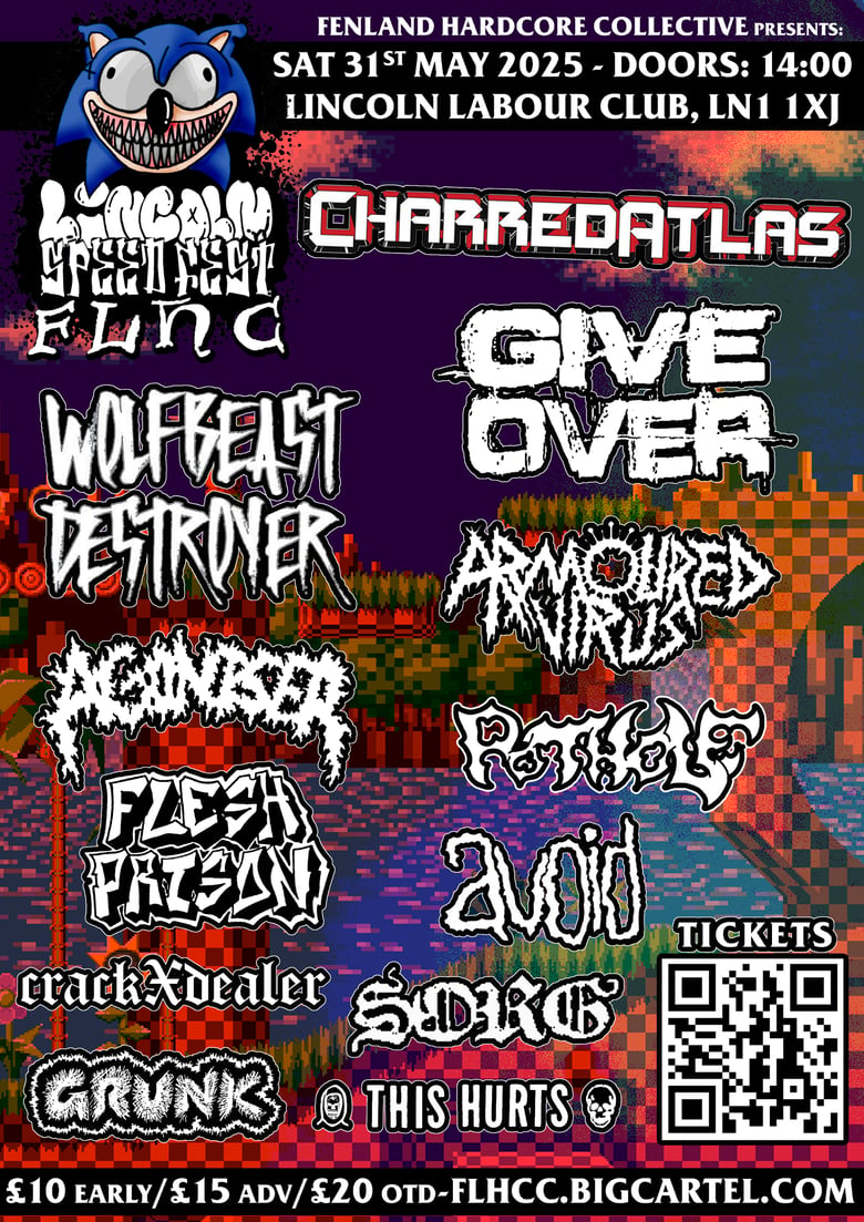 Image of Lincoln Speed Fest ft Charred Atlas, Wolfbeast Destroyer, Give Over +more @ Labour Club. 31/5/25.