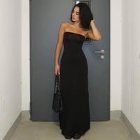 Image 1 of Solid Color Slim-fit Slit Long Dress