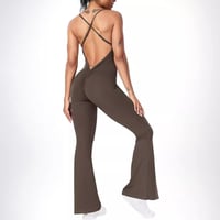 Image 1 of European And American Style Solid Color Sling Sports Style Yoga Bodysuit