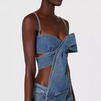 Image 2 of Sexy Camisole Tube Top Denim Trousers Suit