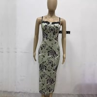 Image 2 of Lace Tube Top Backless Printed Dress