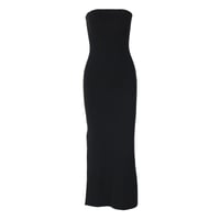 Image 3 of Solid Color Slim-fit Slit Long Dress