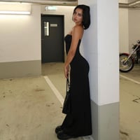 Image 4 of Solid Color Slim-fit Slit Long Dress